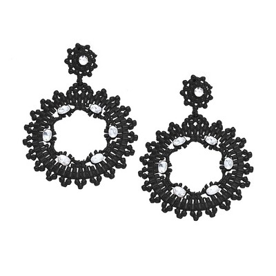 SOHI Women's Black Circular Drop Earrings