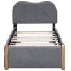 CAVINAS Full Size Bed Frame, Upholstered Platform Bed with Wood Supporting Feet, Bed Frame with Headboards and Trundle - 3 of 4
