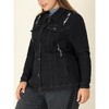 Agnes Orinda Women's Plus Size Button Front Chest Pockets Washed Casual Jean Jackets - 2 of 4