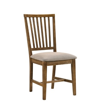 Wooden Dining Side Chair with Tapered Legs Beige/Brown - Benzara