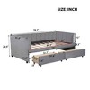 MAYEERTY Twin Size Upholstered Daybed, Ergonomic Backrest Trundle, Bedroom, Beige - 4 of 4