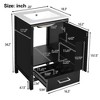 20-Inch Modern Bathroom Vanity with Ceramic Sink, Soft-Close Drawer & Door, Double-Layer Door Organizer, Divider Drawer, Adjustable Foot Pads - 3 of 4