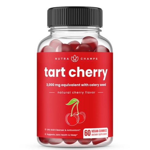 NutraChamps Tart Cherry Fruit Extract 3000 mg with Celery Seed, 60 Vegan  Gummies