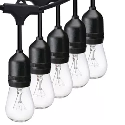 SUNTHIN 48ft White Outdoor LED String Lights with 15 E26 Sockets 18 x LED Bulbs 