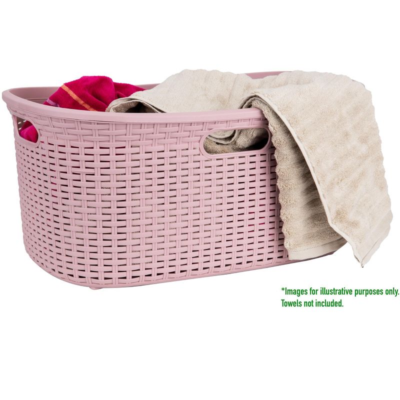 Mind Reader 40 Liter Laundry Basket, Hamper with Cutout Handles, Washing Bin, Dirty Clothes Storage, Bathroom, Bedroom, Closet, Pink, 5 of 8