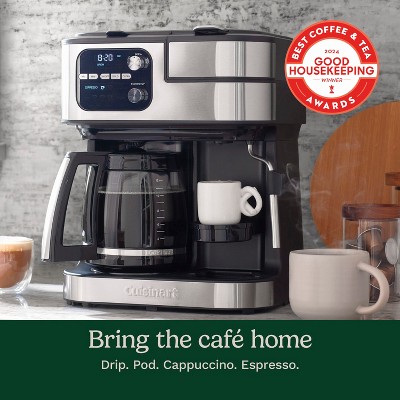 Silver Stainless Steel 12-Cup Coffee Machine with Steam Wand