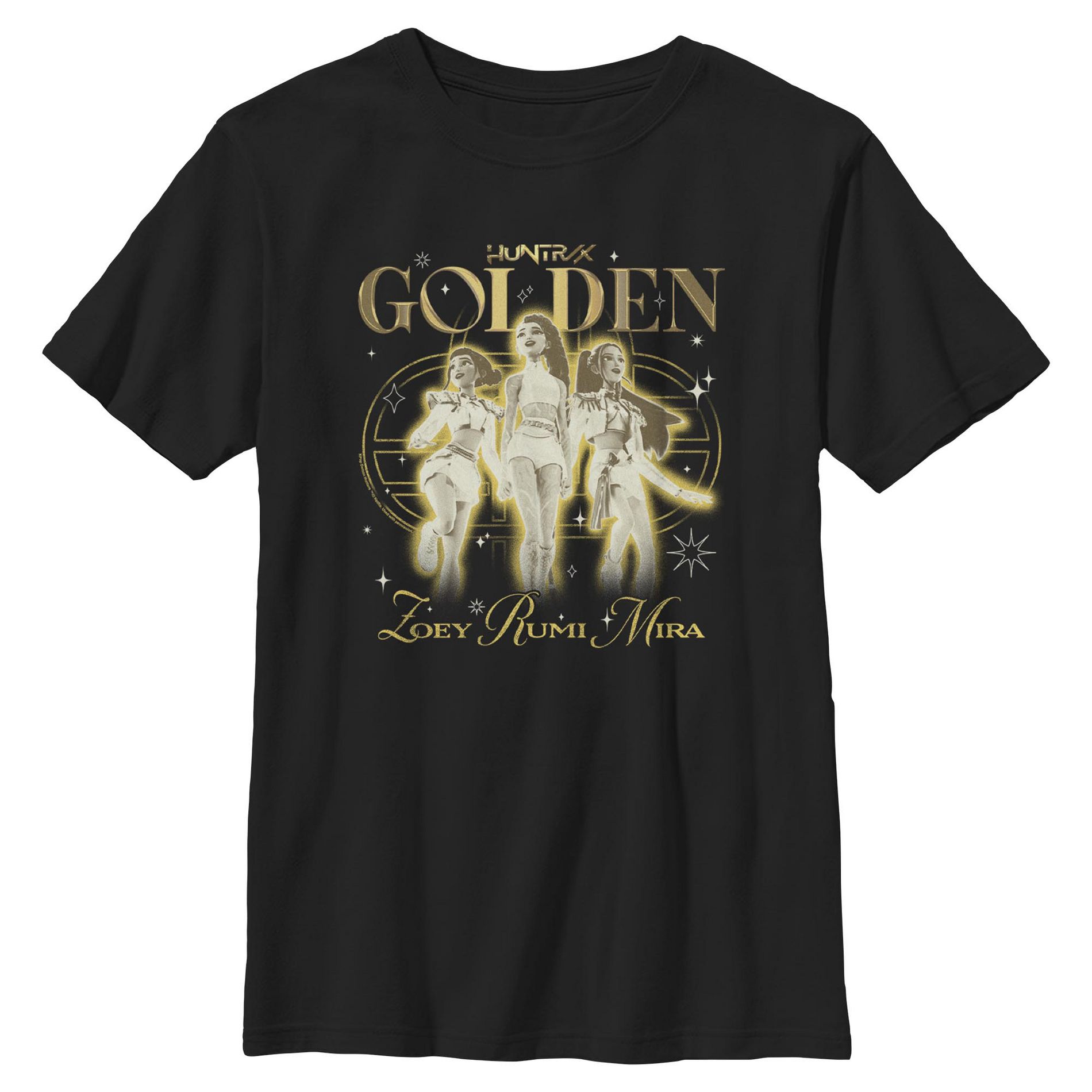 Boys KPop Demon Hunters Huntrix The Golden Girls T Shirt - Black - Small