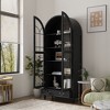 Famapy Arched Glass-Door Display Storage Cabinet Bookshelf – Magnetic Closure + Open Shelves + Drawer - 3 of 4