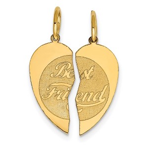 Black Bow Jewelry 14k Yellow Gold Best Friend Heart Set of 2 Charm or Pendants, 15mm - 1 of 4