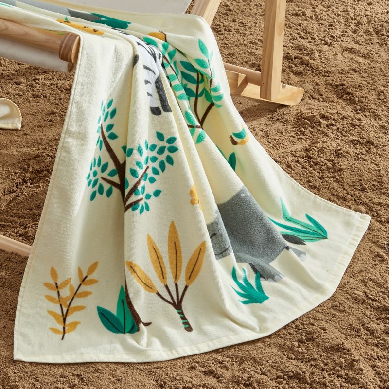 Cotton Vibrant Kids Quick Dry Beach Towel - Great Bay Home (30" x 60", Safari Animals), 3 of 5