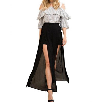 Women's Solid Slit Maxi Short Pant - entro
