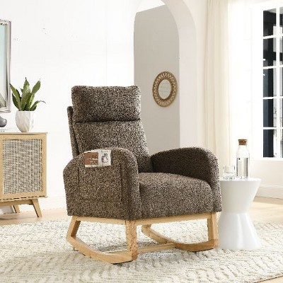 CAVINAS 27.6" W Modern Accent Chair with High Backrest, Living Room Lounge Arm Chair, Rocking Chair with 2 Side Pocket