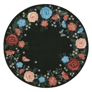 Washable Modern Floral Print Summer Spring Area Rugs, Soft Non Slip Botanical Floor Carpet for Home Office - 1 of 4