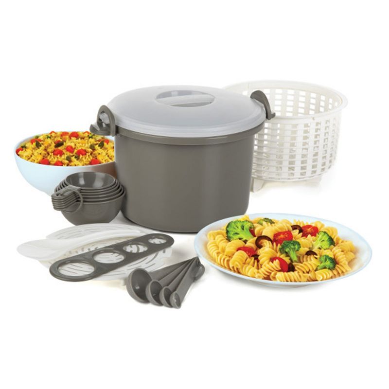 Prep Solutions 17 Piece Set Microwaveable Rice and Pasta Cooker with 12 Cup Capacity and Locking Lid Great for Rice, Pasta, and Vegetables, 4 of 8