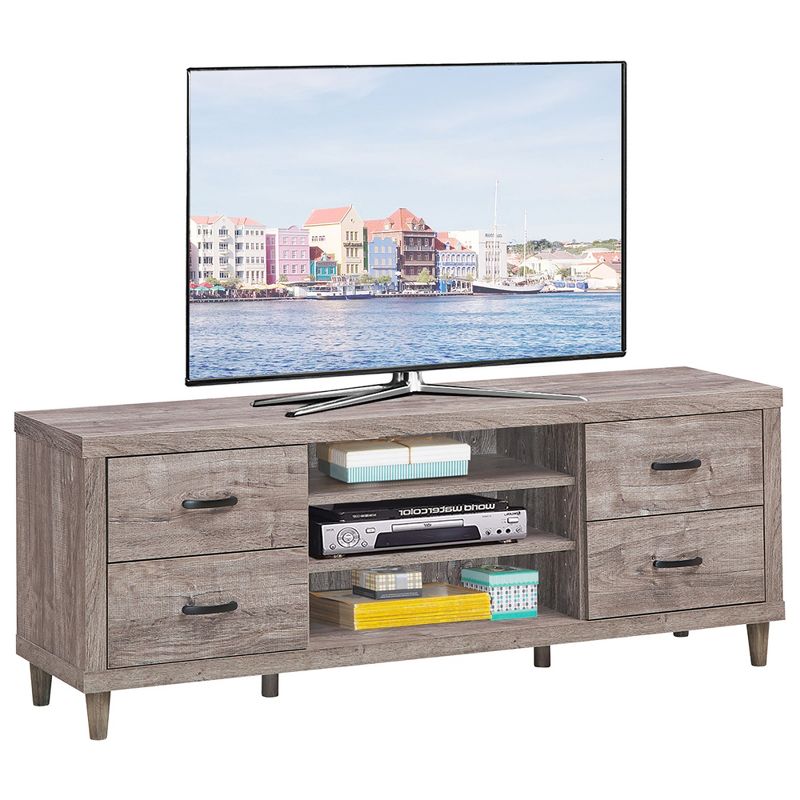 Costway TV Stand Entertainment Center Hold up to 65'' TV with Storage Shelves & 4 Drawers, 1 of 11