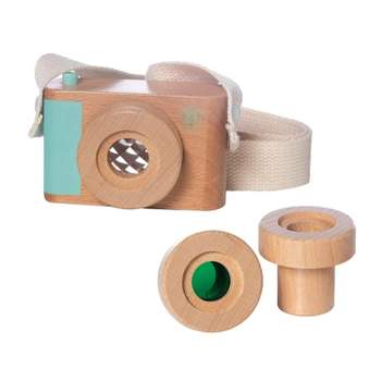 Manhattan Toy Natural Historian Wooden Camera Pretend Time Play with Clear, Green and Kaleidoscope Lenses