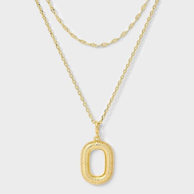 14K Gold Dipped Cubic Zirconia Duo Initial Multi-Strand Necklace - A New Day™ Gold