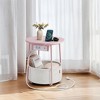 LEDREM Side Table with Charging Station Drink Table Bedside Table Nightstand End Table Night Stand Round Small Table - 3 of 4
