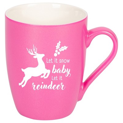 Elanze Designs Let It Snow Baby Let It Reindeer Princess Pink 10 ounce New Bone China Coffee Cup Mug