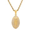 Steeltime 24" Men's 18k gold plated stainless steel and simulated diamonds american football pendant - 2 of 4