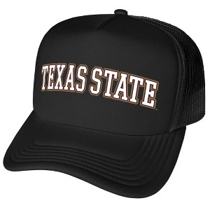 Official Texas State University Distressed School Name Foam Snapback Trucker Hat - for Men and Women, Black, One Size - 1 of 4