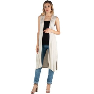Maternity Sleeveless Long Cardigan - 24seven Comfort Apparel™ - 1 of 3