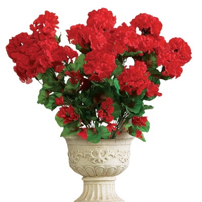 Collections Etc Artificial Geranium Floral Bush, Set of 3 - Maintenance Free Artificial Flowers for Indoor or Outdoor Display, Use 3