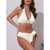 INSPIRE CHIC Women's O Ring Seashell Pendants Ribbed Bikini Sets, Halter Top Triangle Bottoms Swimwear Bathing Suits 1 Set - 2 of 4