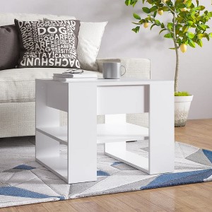vidaXL Coffee Table White 21.9 in.x21.7 in.x17.7 in. Engineered Wood - 1 of 4