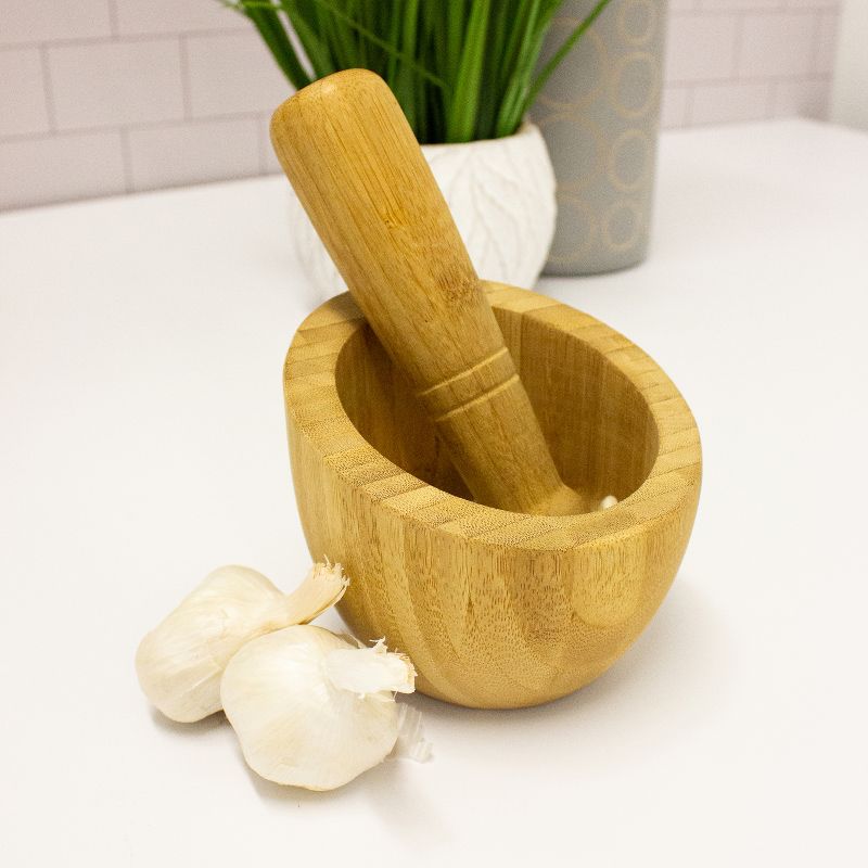 BergHOFF Bamboo 2Pc Natural Mortar and Pestle, 1 of 6