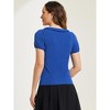 INSPIRE CHIC Women's Bow Neck Solid Short Sleeve Peter Pan Collar Blouse - 4 of 4