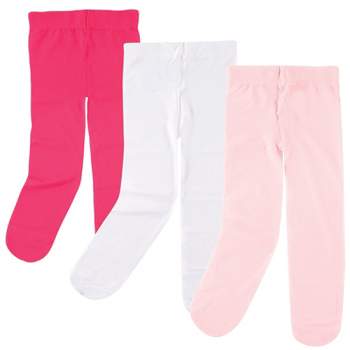 Luvable Friends Baby and Toddler Girl Nylon Tights, Dark Pink Light Pink