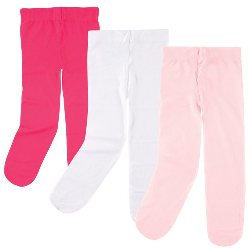 Luvable Friends Baby and Toddler Girl Nylon Tights, Dark Pink Light Pink, 1 of 3