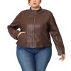 Agnes Orinda Women's Plus Size PU Motorcycle Zipper Pocket Faux Jackets - 2 of 4
