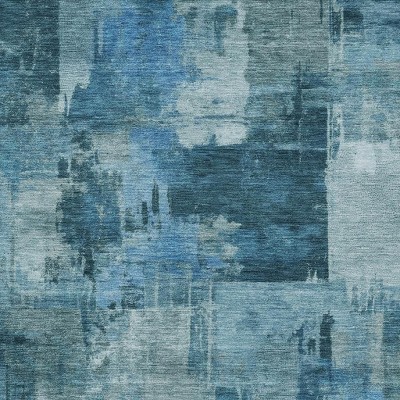 HomeRoots 9' X 12' Blue And Ivory Abstract Washable Indoor Outdoor Area Rug