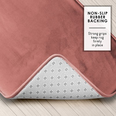 Misty Rose Velvet Memory Foam 3-Piece Bath Rug Set