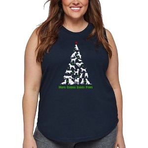LA Pop Art Here Comes Santa Paws - Women's Word Art Tank Top - 1 of 4