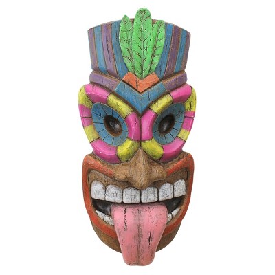 Maika Green and Brown Resin Hawaiian Isle Tiki Wall Plaque