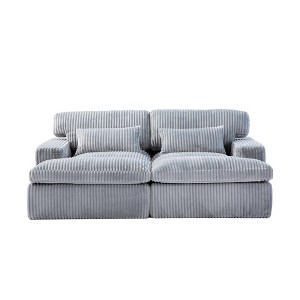 TiramisuBest L-Shaped Sectional Sofa with Chaise, Deep Seat Modular Sleeper Couch, Corduroy Floor Sofa for Living or Apartment, Black - 1 of 4