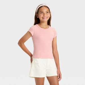 Girls' Short Sleeve Ribbed T-Shirt - art class™ - 1 of 3
