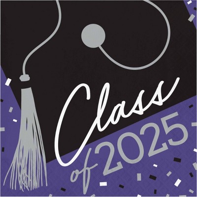 Creative Converting Class of 2025 Graduate Purple Paper Napkins 108ct
