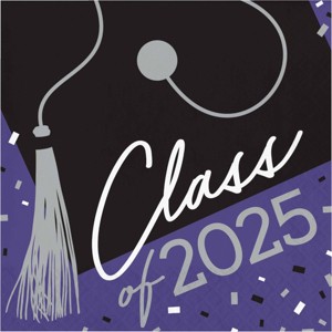 Creative Converting Class of 2025 Graduate Purple Paper Napkins 108ct - 1 of 3