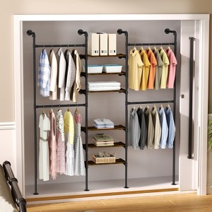 AZL1 Life Concept Garment Rack Industrial Pipe Wall Mounted Modular with Shelves for Walk in Closet Bedroom Retail Commercial, Black, 28.5"*13"*8.19" - 1 of 4