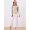 INSPIRE CHIC Women's Contrast Collar Chiffon Long Sleeve Work Office Blouse - 3 of 4