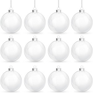4E's Novelty 12 Pack Clear Christmas Ornaments Balls - 3.15" Empty Ornaments to Fill for DIY Crafts - Easy to Paint & Decorate Christmas Ornaments - 1 of 4