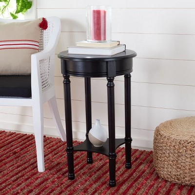 Elegant Turned Leg Round Wood Accent Table in Sleek Black