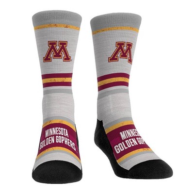 NCAA Minnesota Golden Gophers Adult Cool Gray Block Crew Socks - L/XL