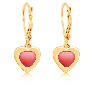 Chanteur Hypoallergenic Kids Jewelry Accessories Heart Enamel CZ Yellow Gold Brass Plating Earrings leverback is made from 925 Sterling silver - 1 of 1