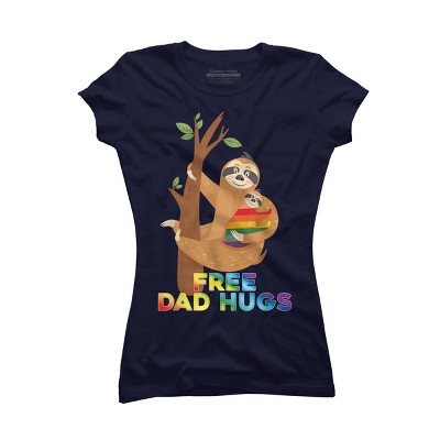Adult Design By Humans Free Dad Hugs Rainbow Sloth Pride By KangThien T-Shirt