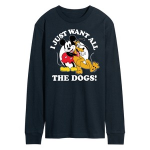 Men's - Disney - I Just Want All The Dogs Long Sleeve Graphic T-Shirt - 1 of 4